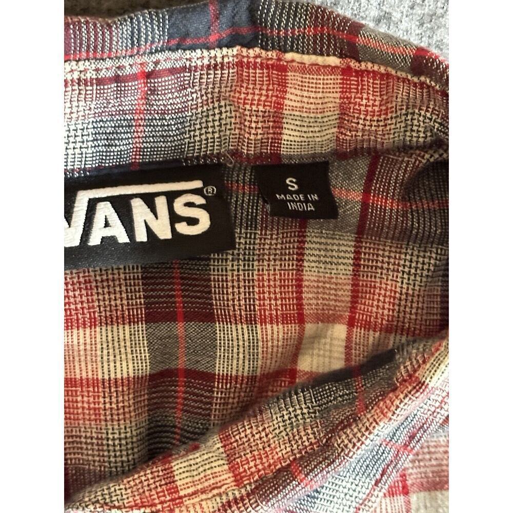 Vans Shirt Mens Size Small Red Black Plaid Off the Wall Button-Up Top Skater Y2K - Picture 2 of 9